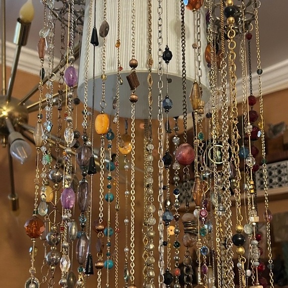Upcycled vintage necklaces chandelier handmade